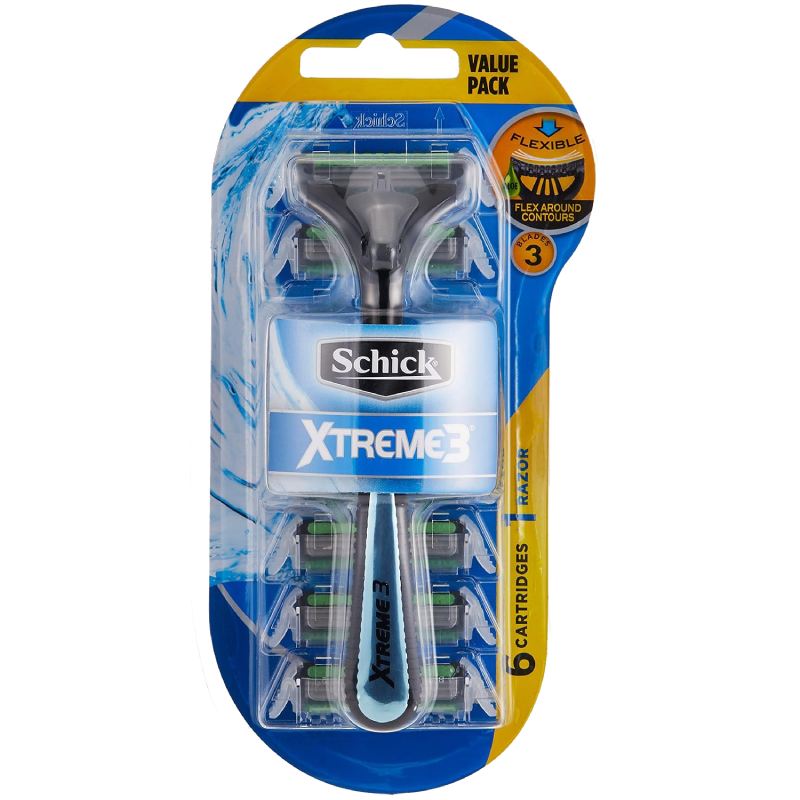 شيك إكستريم 3 - طقم حلاقة هايبرد للرجال - يد + 6 غيارات